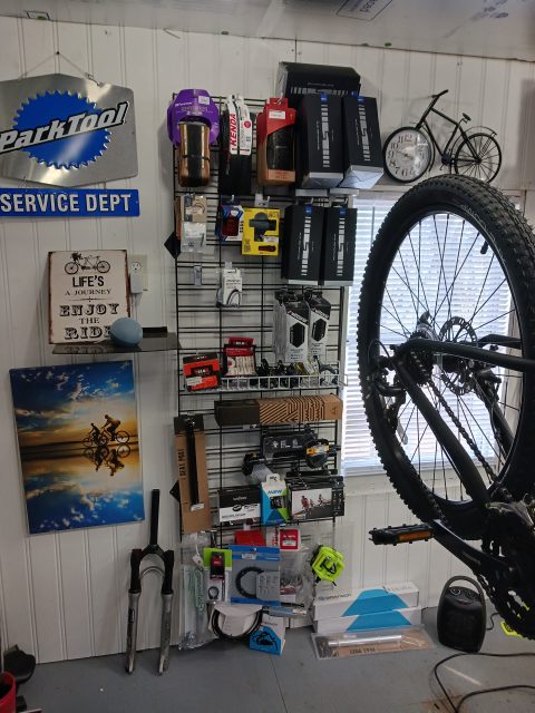 Bicycle service equipment inside JW Bicycle Repair